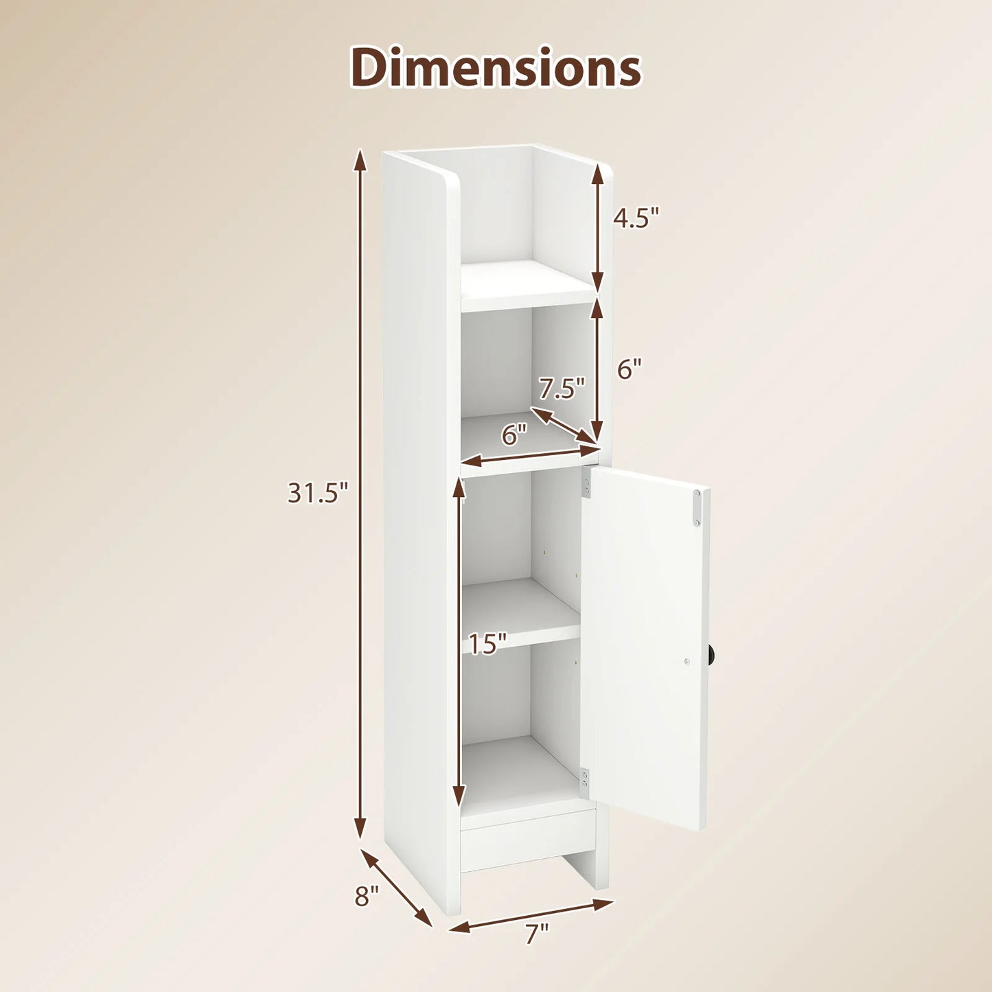 HOMASIS Bathroom Storage Cabinet With Adjustable Shelf And Open Shelves