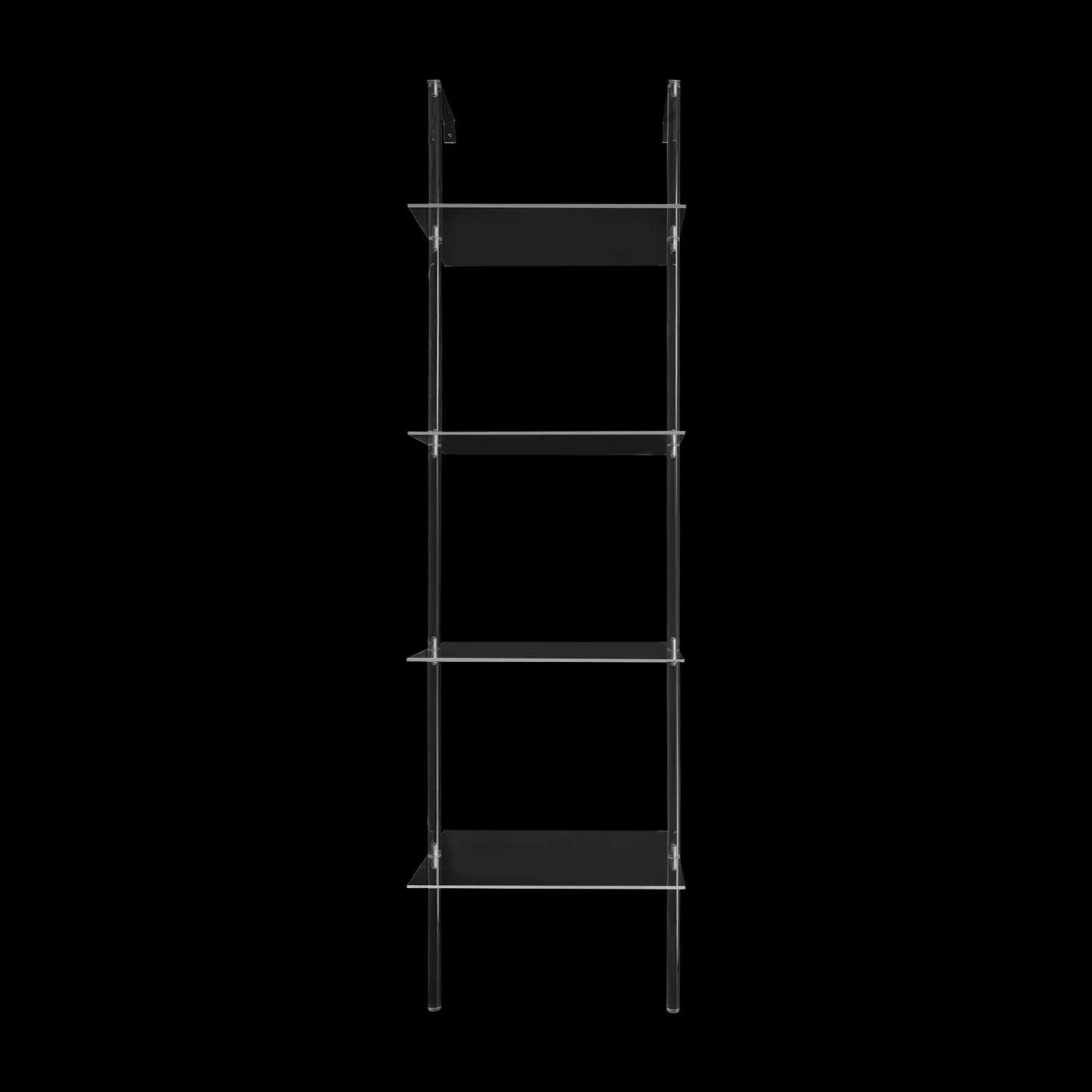 4 Tier Clear Acrylic Ladder Bookshelf Wall Mount Floor Standing