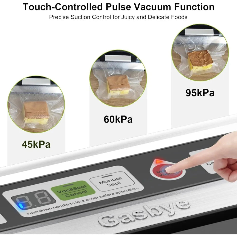 XMSJ Vacuum Sealer 95kPa Dual Heat Seal for Dry Food