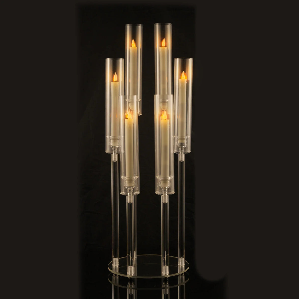 VINCIGANT Clear Acrylic Eight Arm Floor Candelabra Wedding Centerpiece