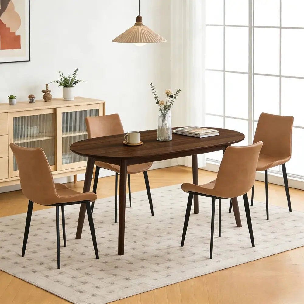 Ticify Oval Dining Table in Oak Wood with Solid Wood Legs