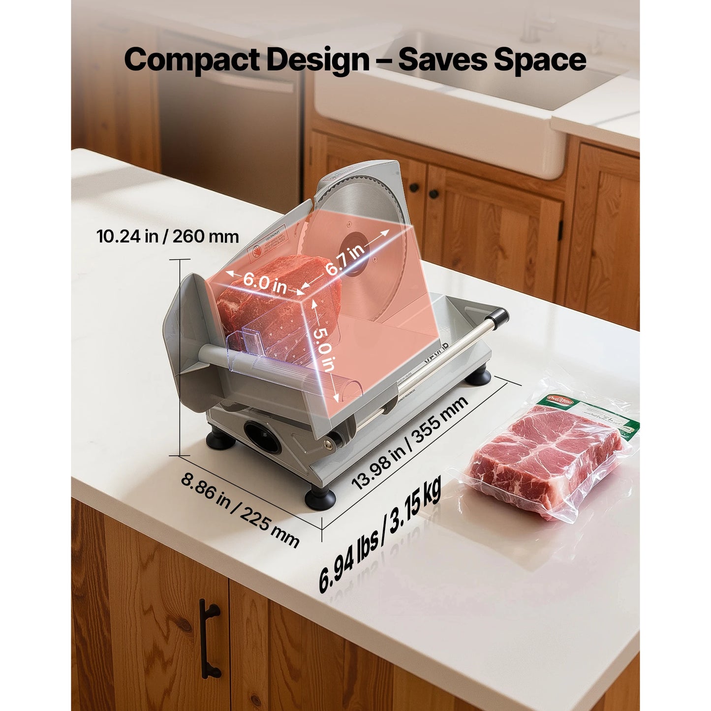 SucceBuy Meat Slicer Electric Deli Slicer With Adjustable Thickness