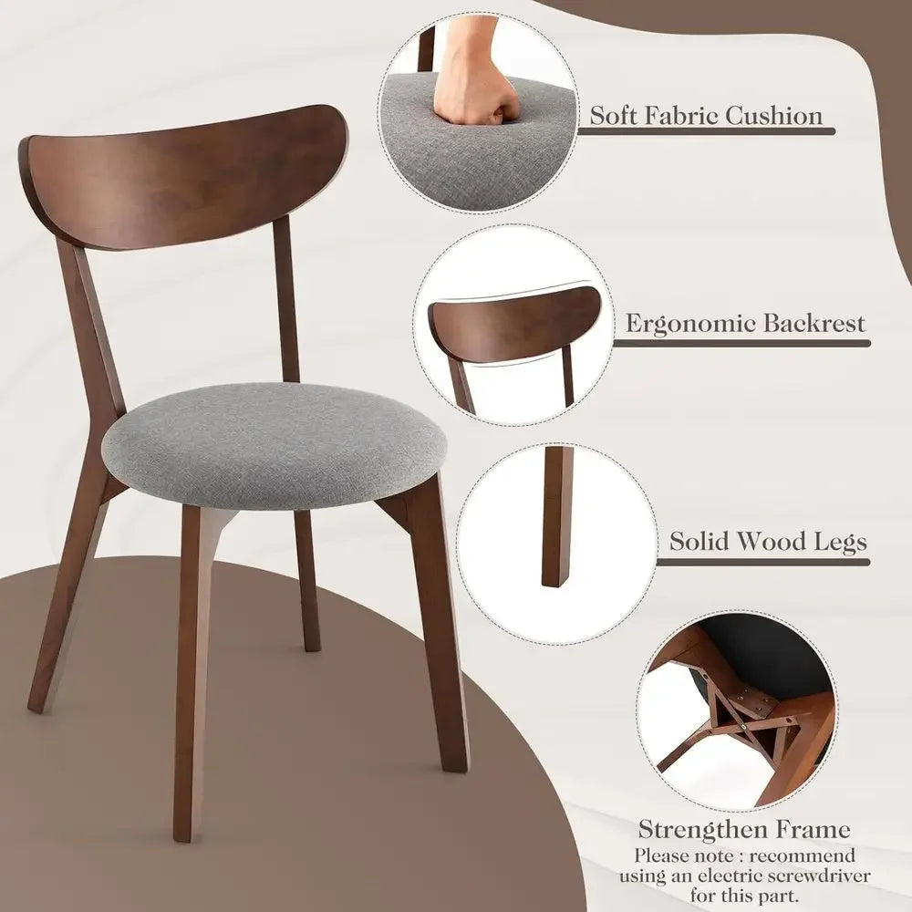 XMSJ Dining Table Set For Four Chairs Rubber Wood Legs