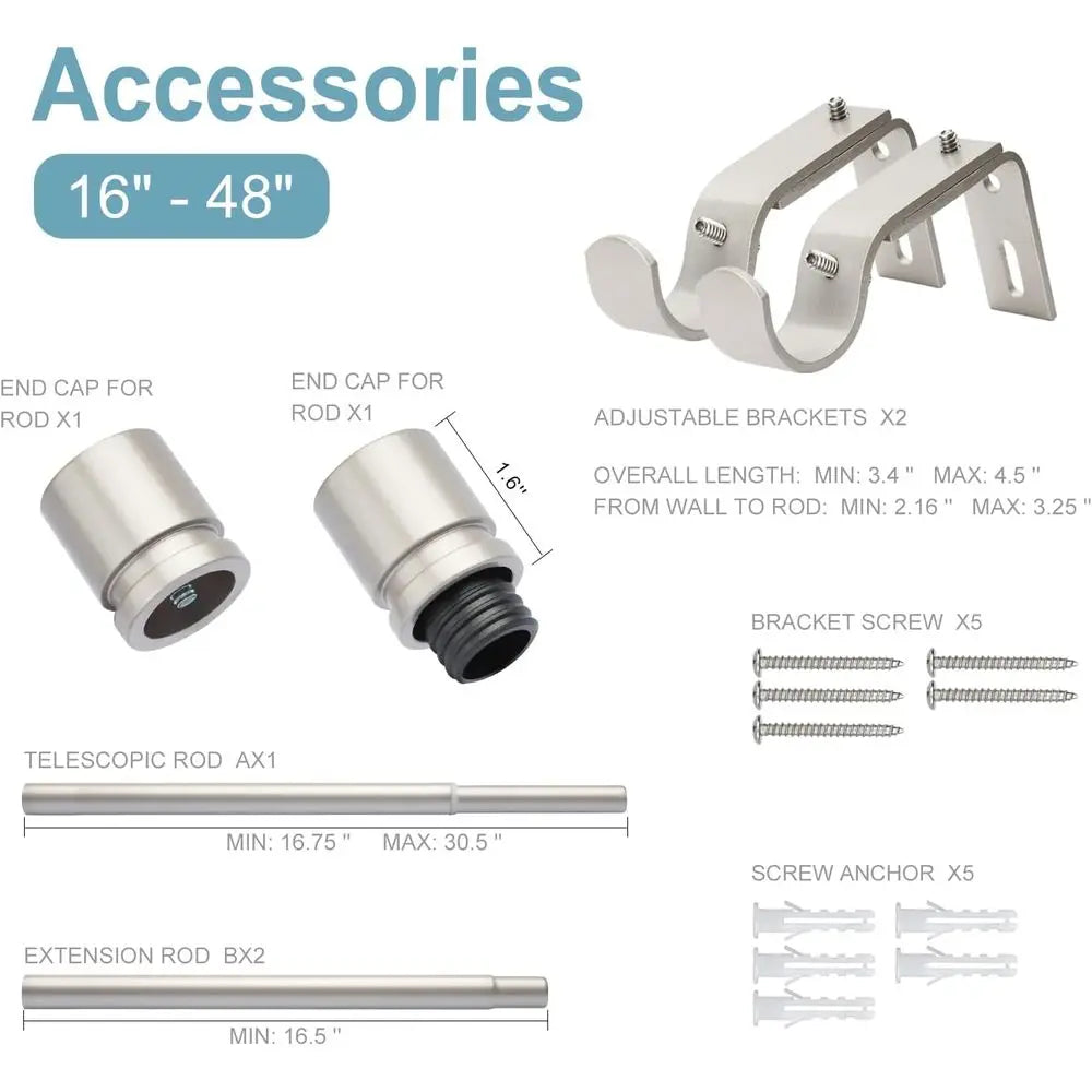 Adjustable Metal Curtain Rod With Aluminum Ends For Windows