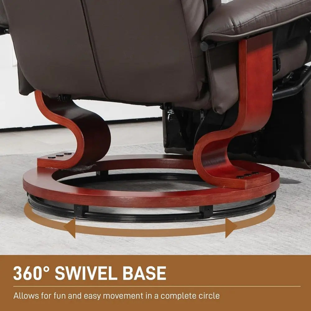 Manual Swivel Recliner Chair With PU Leather Footrest