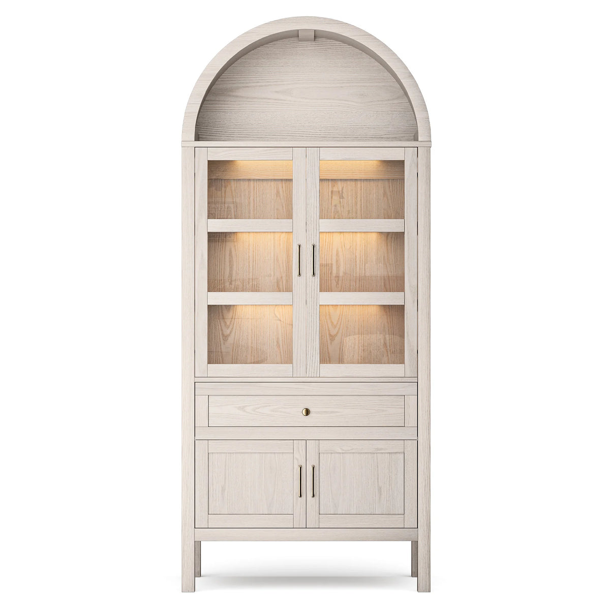 Cottinch Arched Storage Cabinet Adjustable Shelves Dimmable LED Lights
