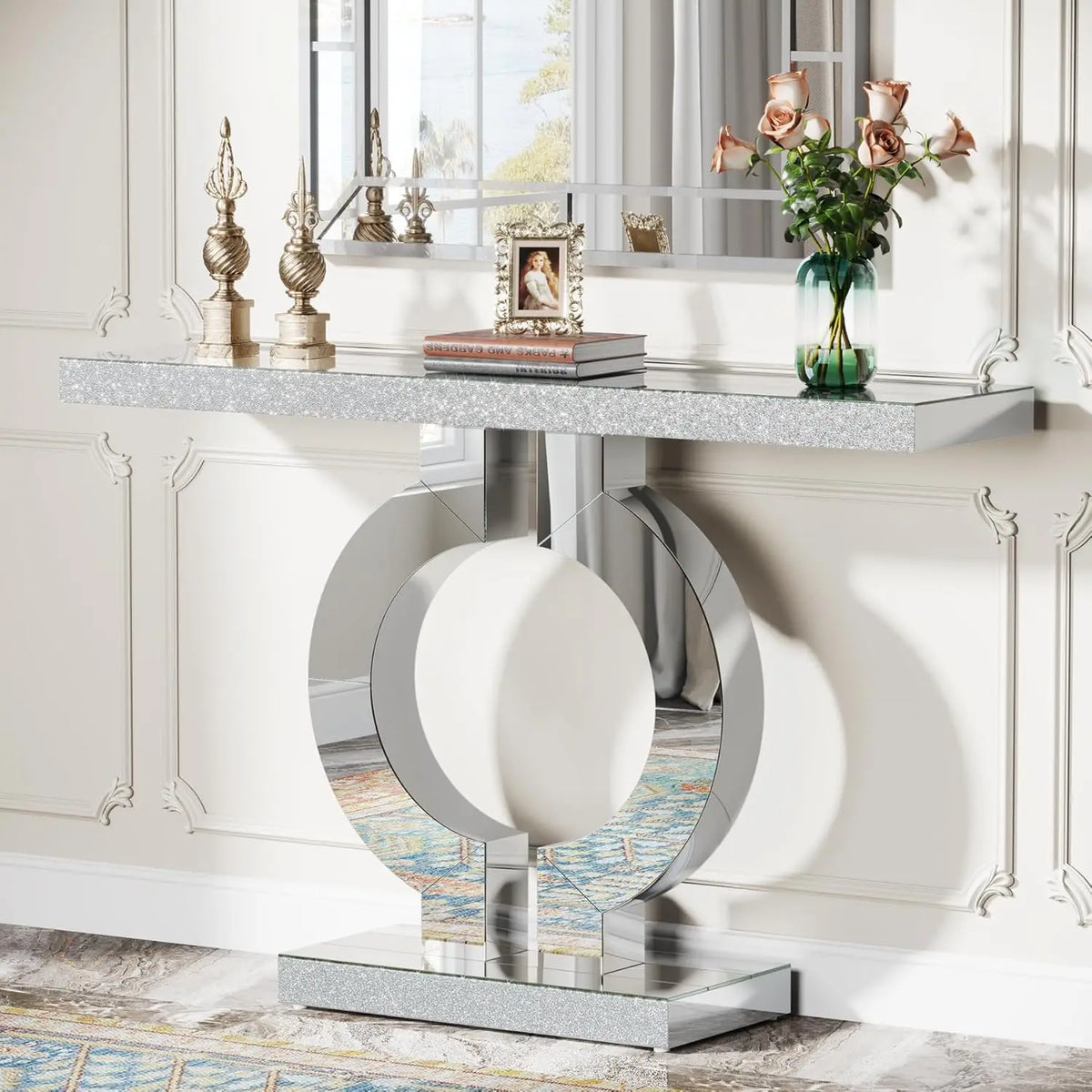 Tribesigns Mirrored Console Table Modern Entryway Accent Table