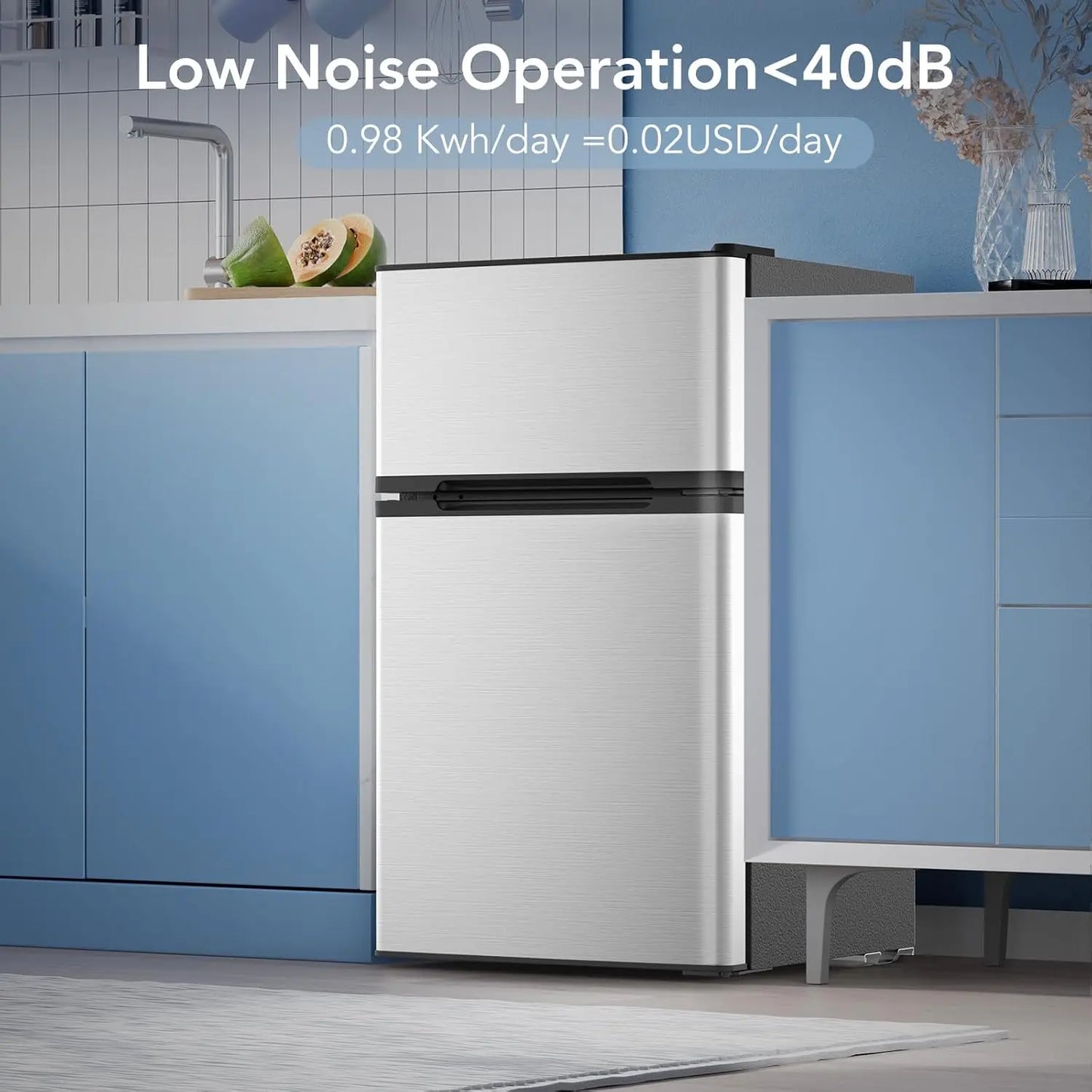 XMSJ 3.2 Cu Ft Mini Fridge with Freezer Two-Door Compact
