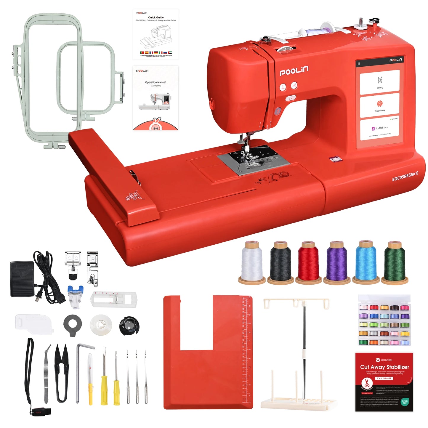 Poolin EOC05RE 2in1 Embroidery Sewing Machine For Beginners