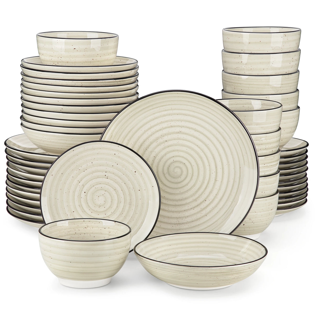 Malacasa Ceramic Dinnerware Set Elegant Spiral Pattern Kitchen Tableware