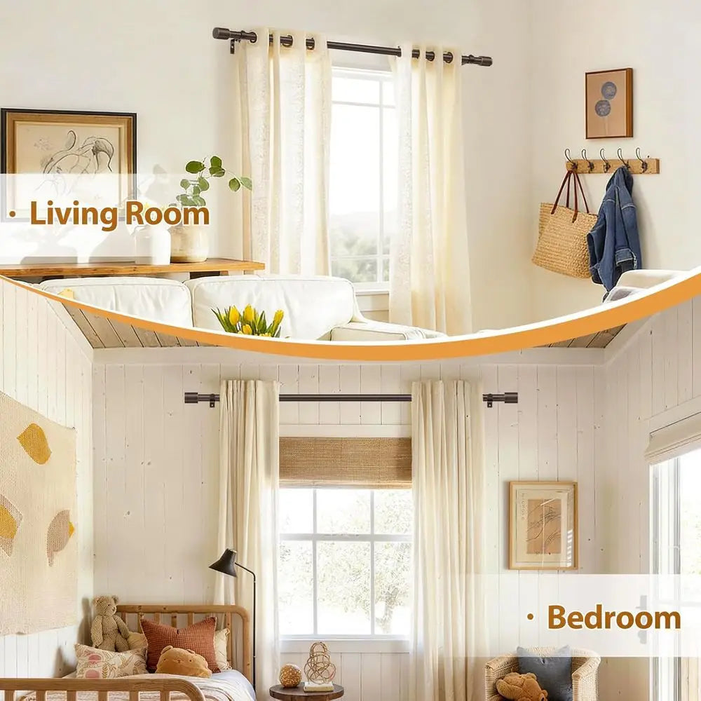Adjustable Window Curtain Rod Decorative Wall Mounted Drapery Hardware