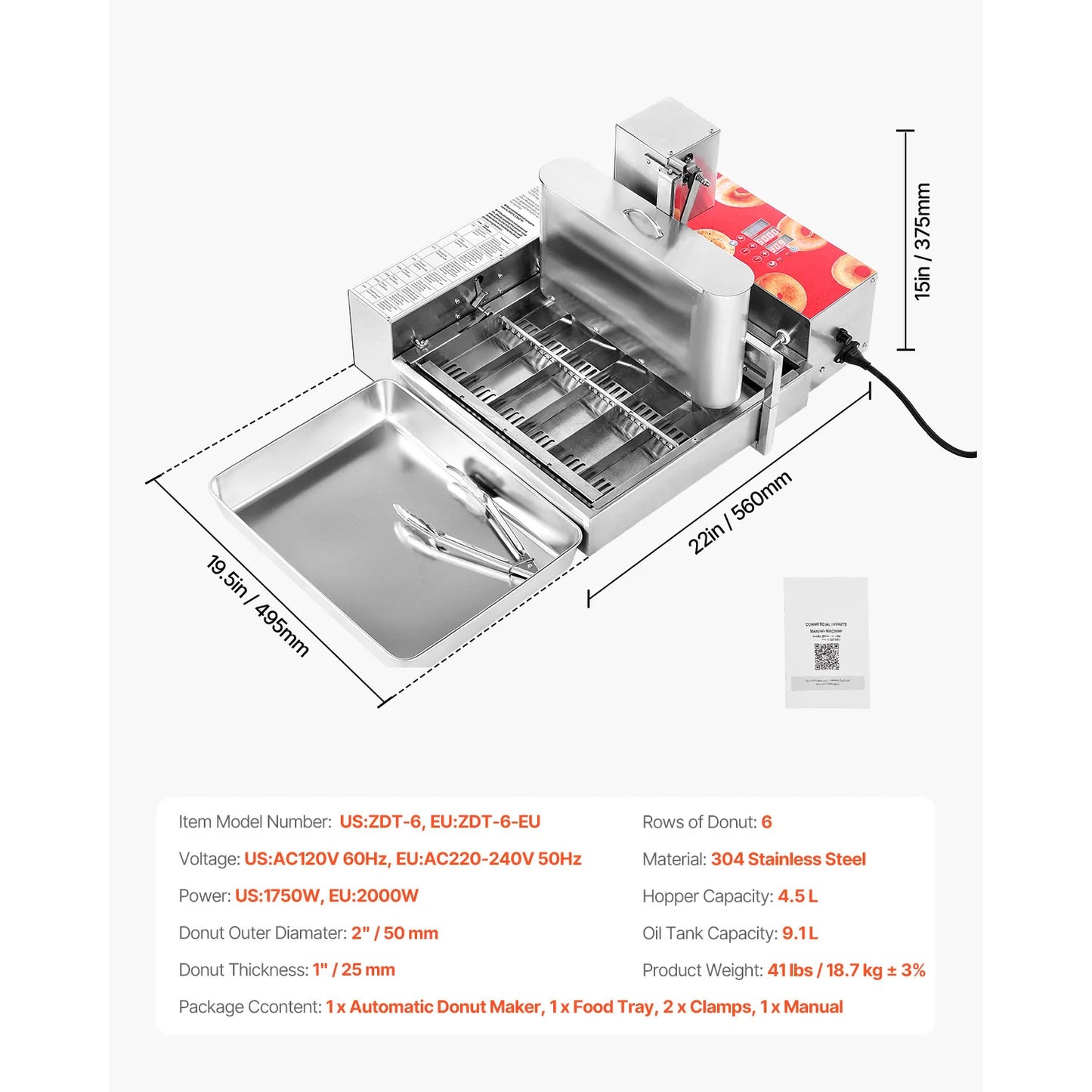 SucceBuy Commercial Automatic Donut Machine High Power Fryer