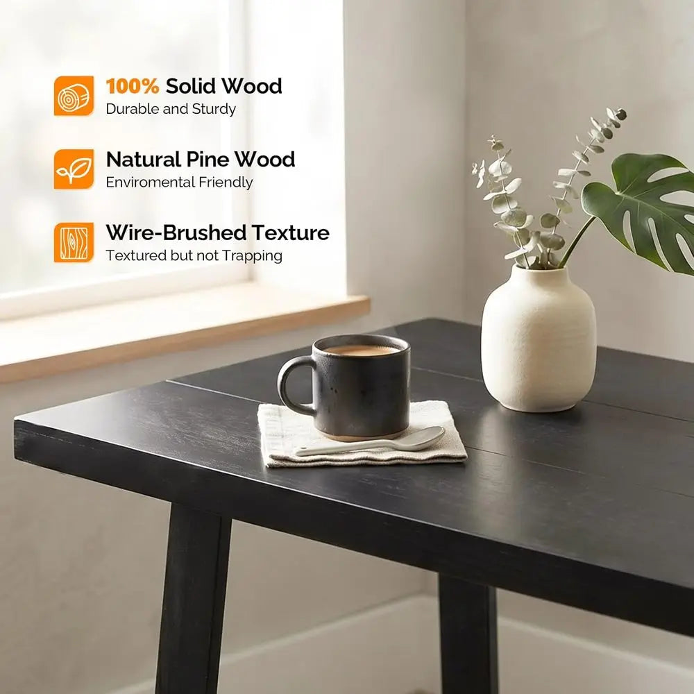 Ticify Solid Pine Dining Table Rectangular For Kitchen And Dining Room