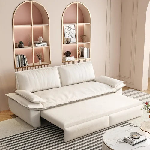 Convertible Velvet Sleeper Sofa Bed With Pull Out Design