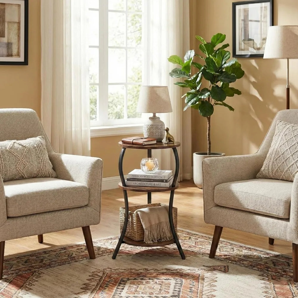 NBVCX Three Tier Round Side Table for Living Room Spaces