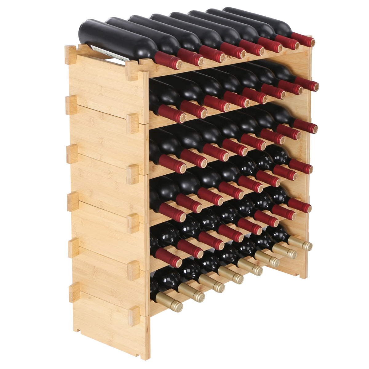 SucceBuy Stackable Bamboo Wine Rack Storage Organizer