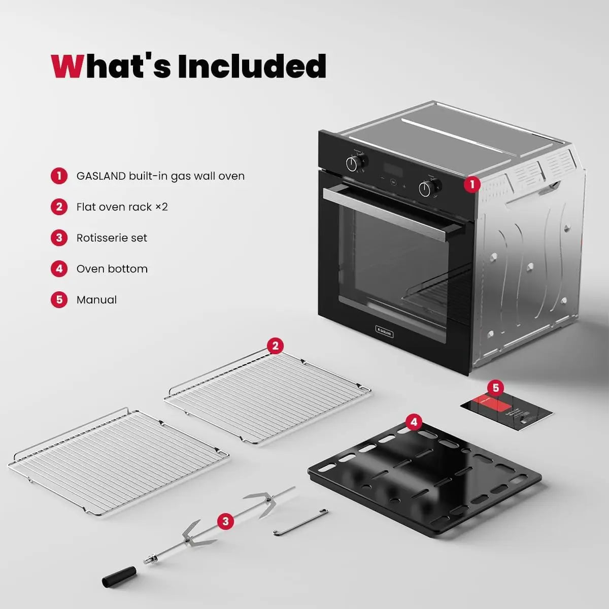 XMSJ Gas Wall Oven With Convection Bake Broil Digital Timer