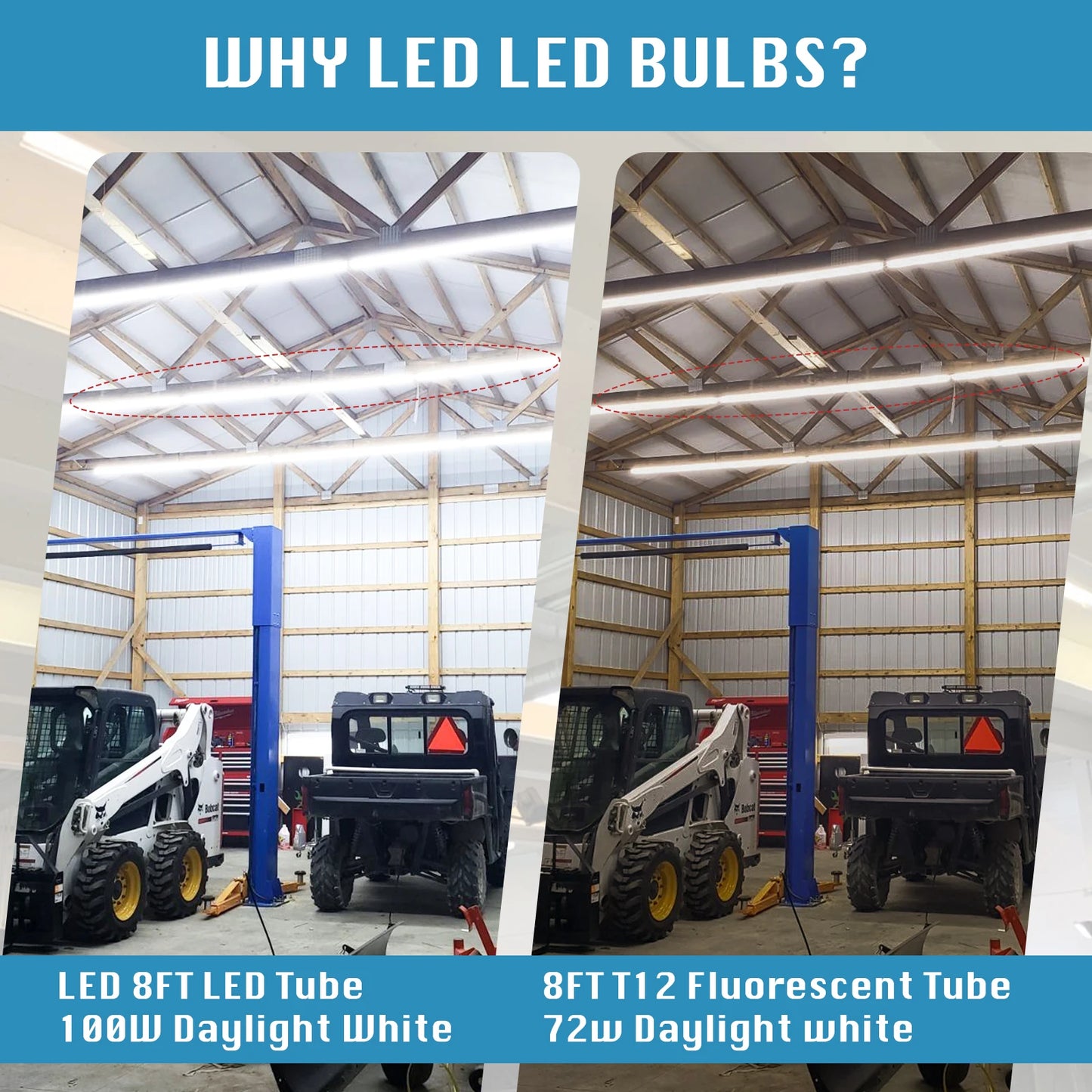 BSK BESTKA LED Shop Light 100W Linkable T8 Tube Garage