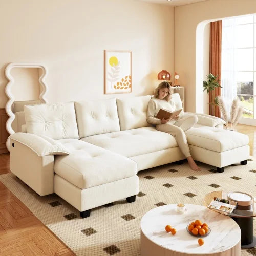 U Shaped Sleeper Sofa Featuring 2in1 Bed And USB Ports