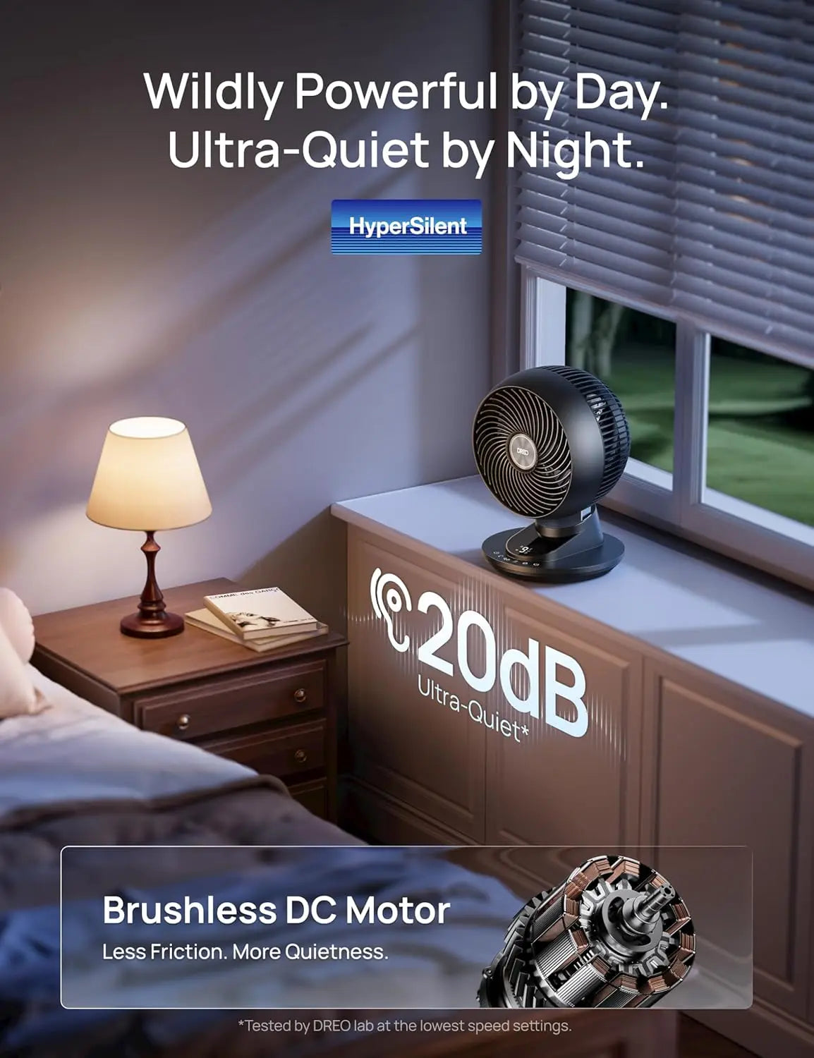 XMSJ Smart Desk Fan For Bedroom Quiet Operation 20dB Remote