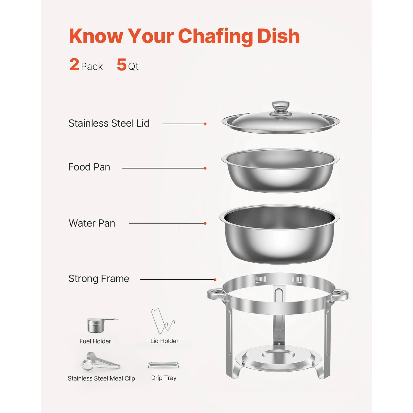 SucceBuy Stainless Steel Chafing Dish Buffet Set With Lid Water Pan