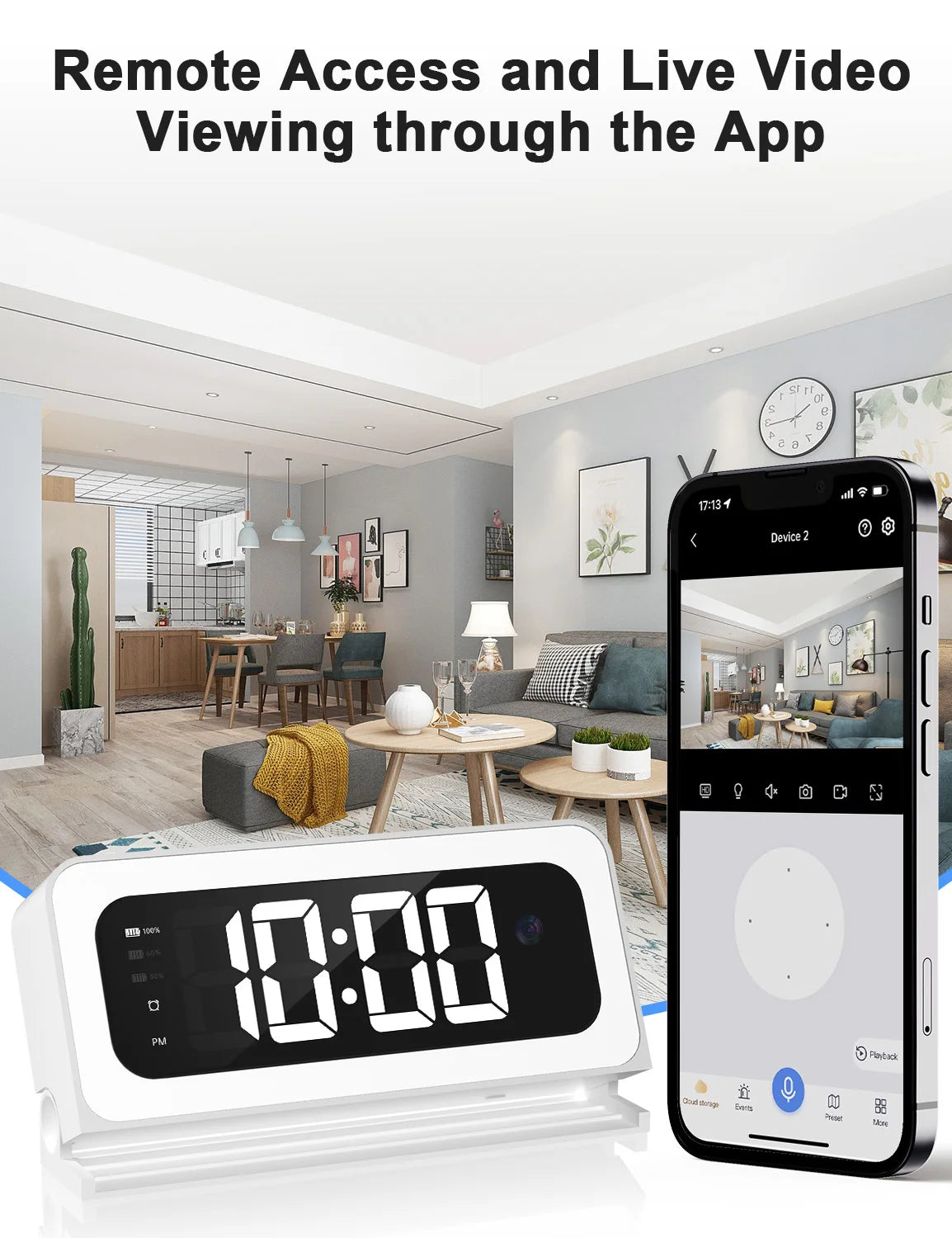 WESECUU Smart Clock Camera 5G WiFi Indoor Security Cam 2K