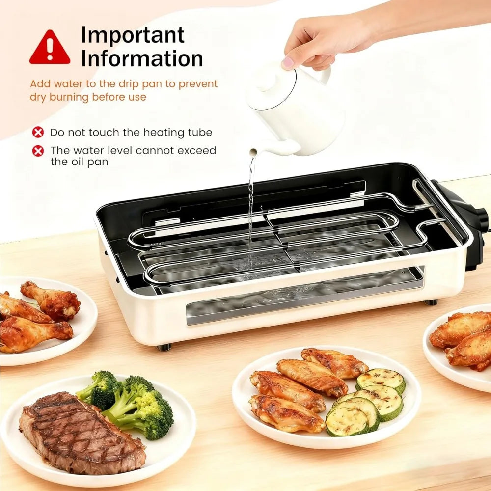 NBVCX 1500W Smokeless Indoor Grill TwoInOne With Removable Plates