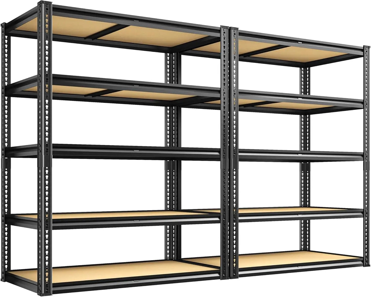 Heavy Duty Garage Shelving With Five Adjustable Metal Tiers