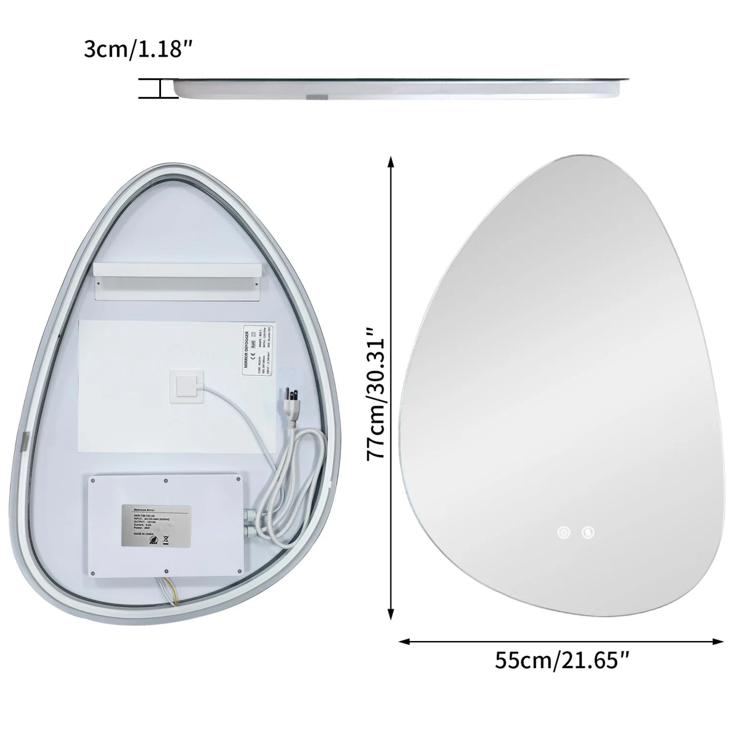Illuminated LED Irregular Vanity Mirror With Anti Fog Wall Mount