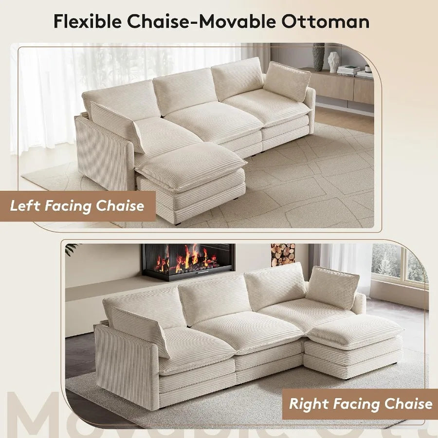 ROWHY Modular Sectional Cloud Couch With Movable Ottoman