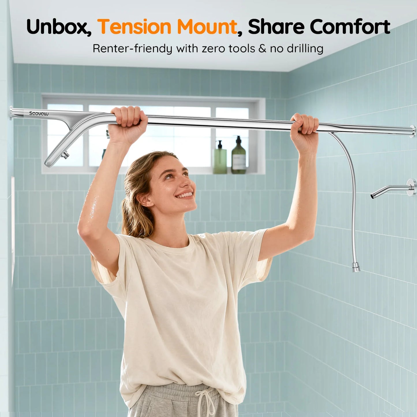 Dual Shower Head System For Couples Stainless Steel Shower Head