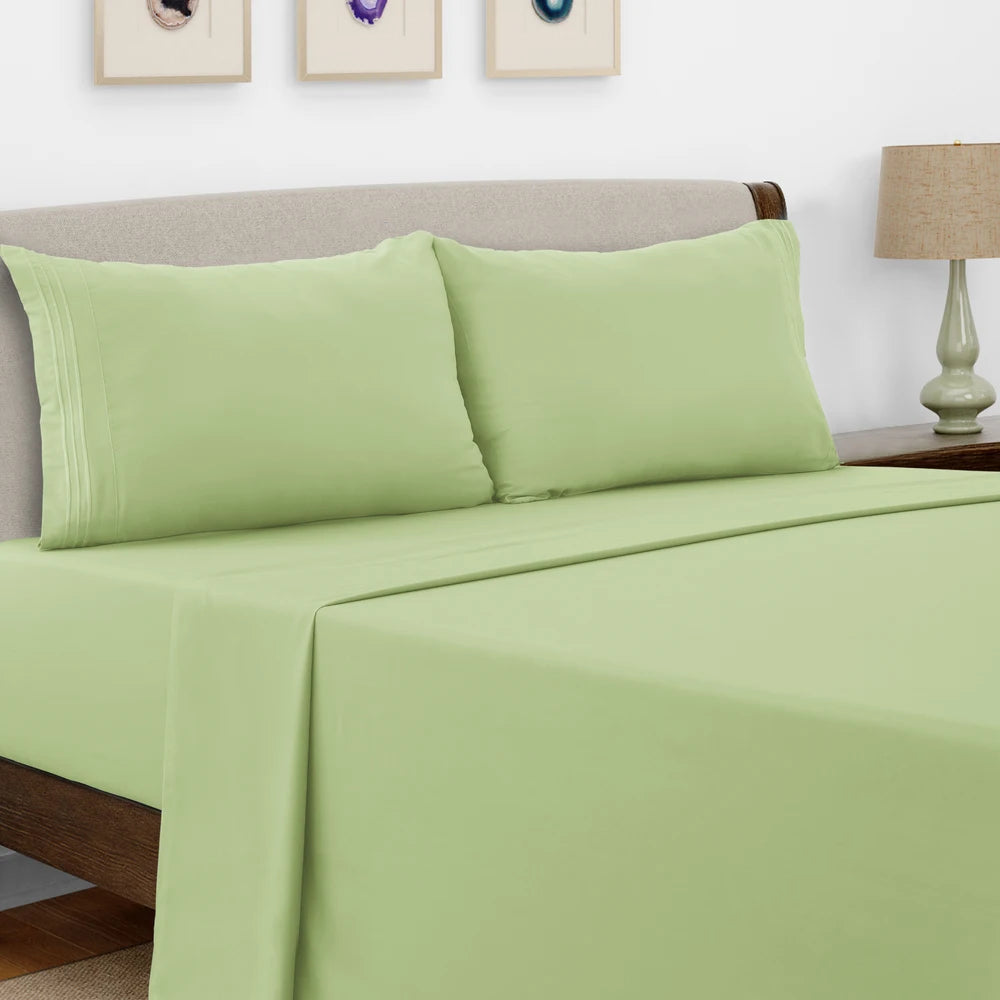 LDC Lux Decor Collection Microfiber Bed Sheet Set Embroidered Pillowcases