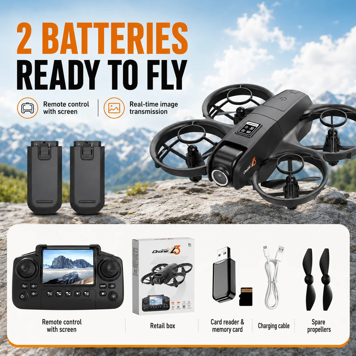 ZNLYRION Protective Drone With Dual Camera And Screen Remote