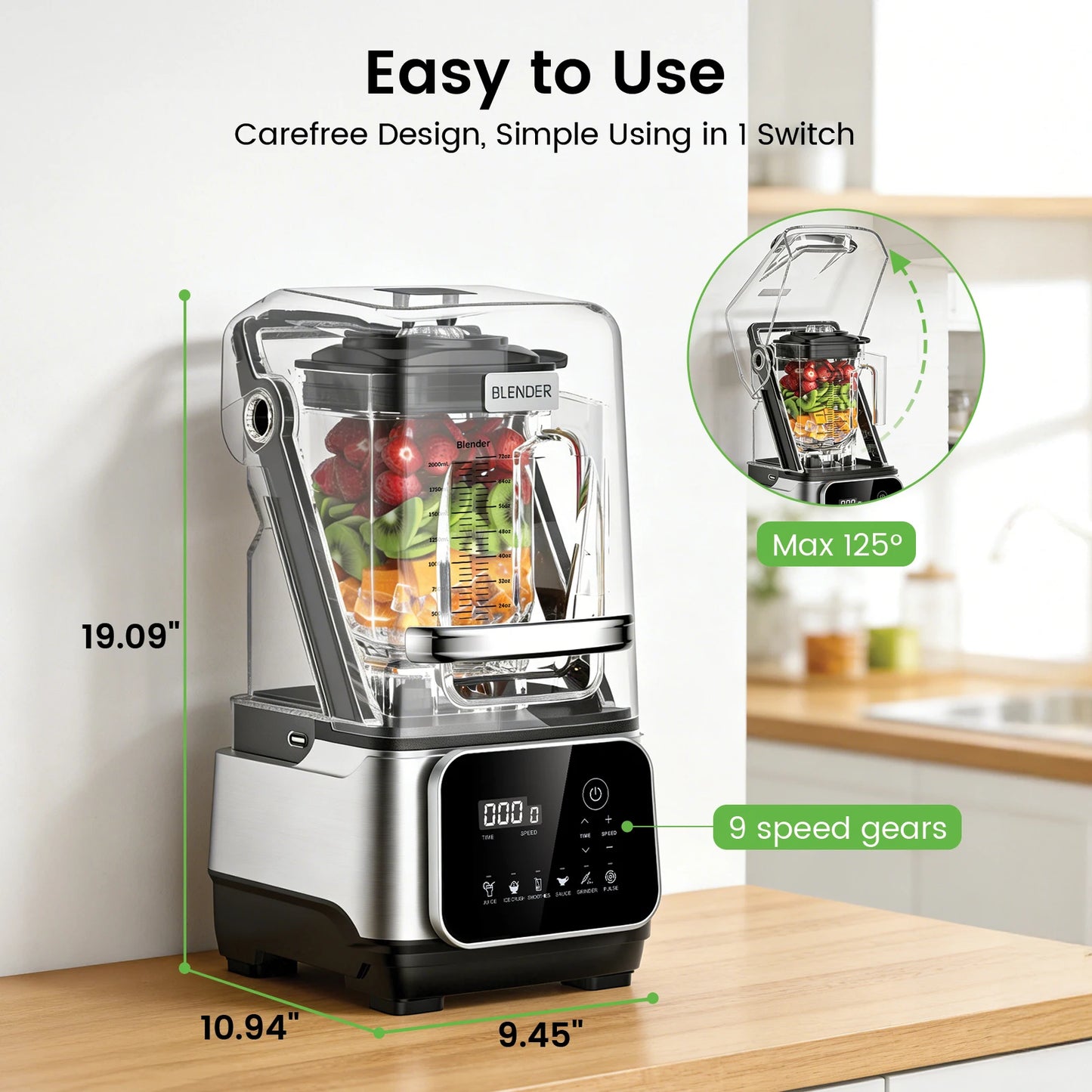 SHICUO 2200W Commercial Blender Six In One Countertop Processor