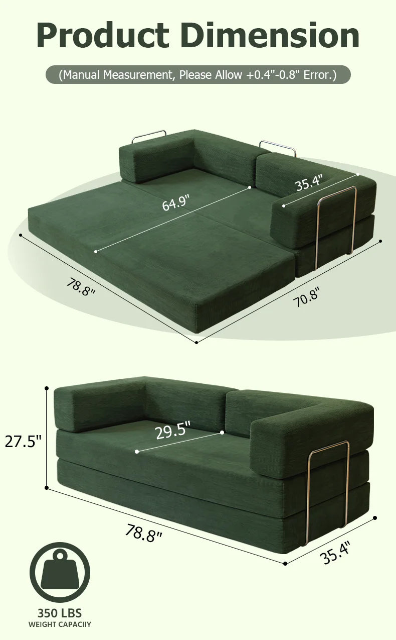 YQzyphyna Futon Sofa Bed Four In One Convertible Couch