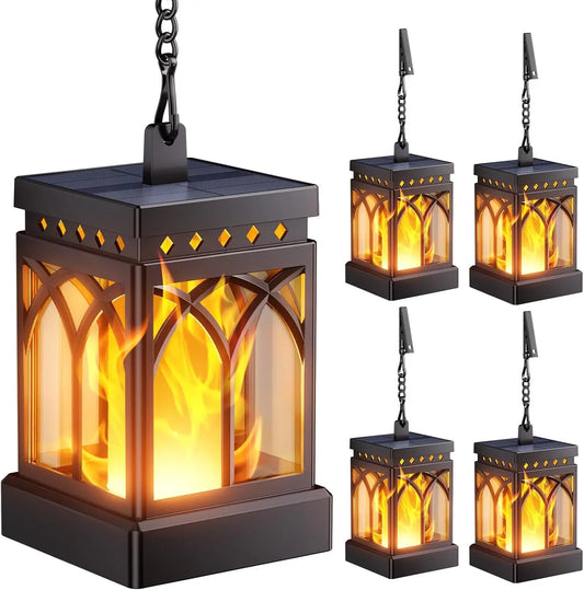 Outdoor Solar Lanterns Waterproof LED Hanging Lights Two Modes Auto On
