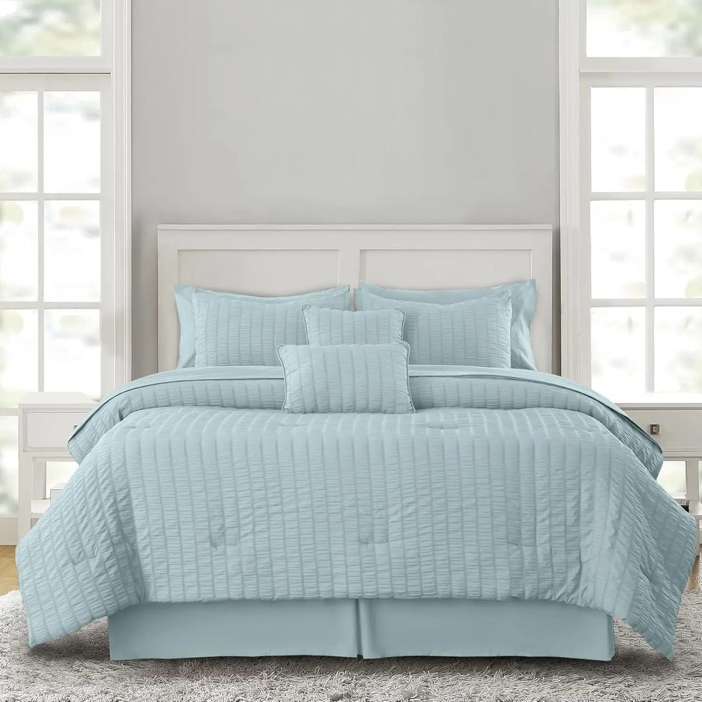 LDC Lux Decor Collection Seersucker Comforter Set Bed In Bag