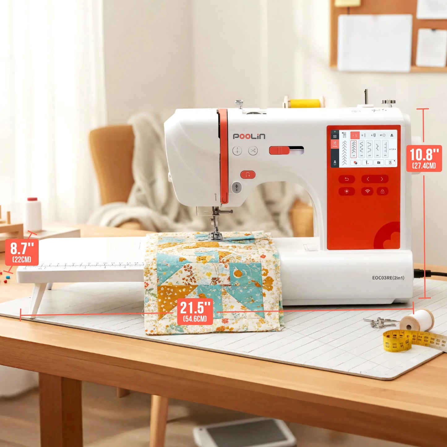 Poolin EOC03RE 2in1 Computerized Sewing And Embroidery Machine
