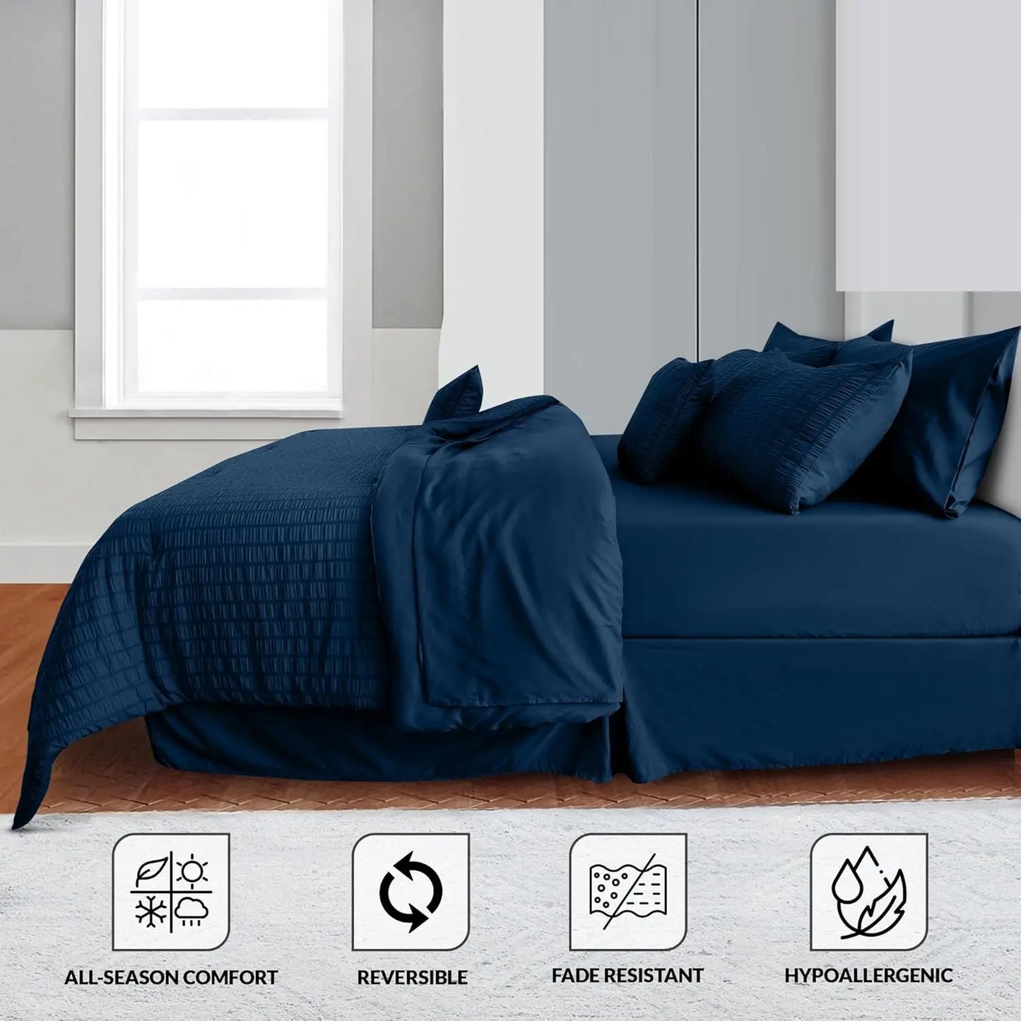 LDC Lux Decor Collection Seersucker Comforter Set Bed In Bag