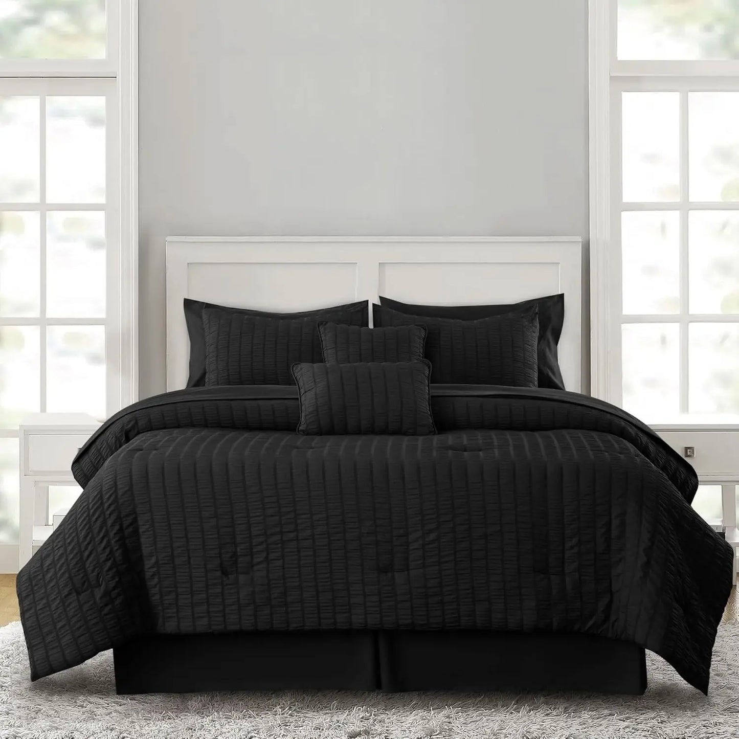 LDC Lux Decor Collection Seersucker Comforter Set Bed In Bag