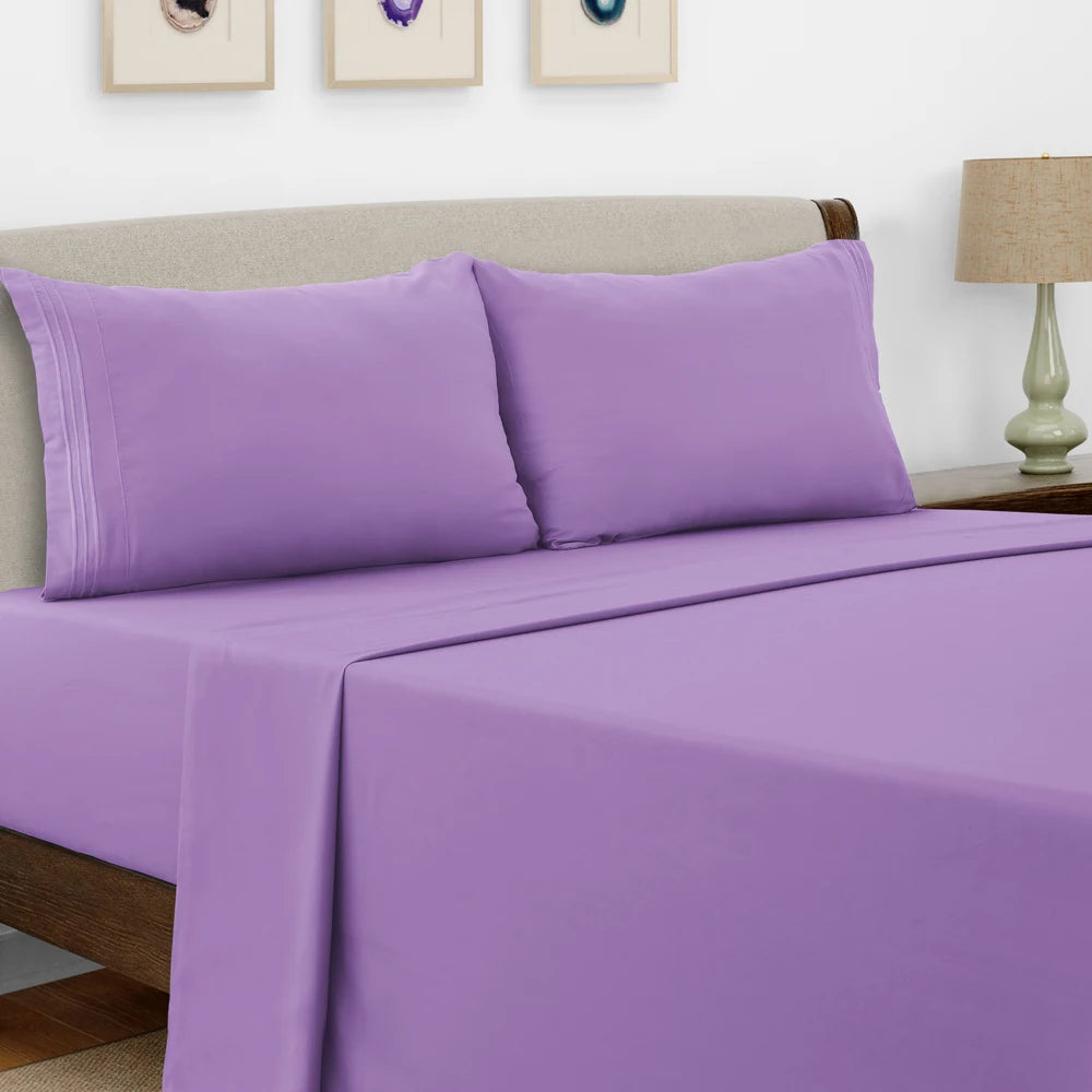 LDC Lux Decor Collection Microfiber Sheet Set 4 Piece Embroidered