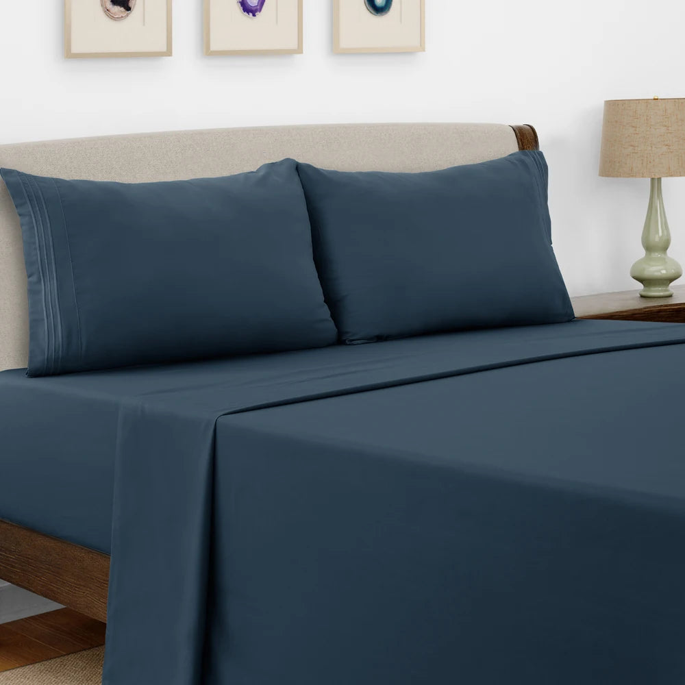 LDC Lux Decor Collection Microfiber Sheet Set 4 Piece Embroidered