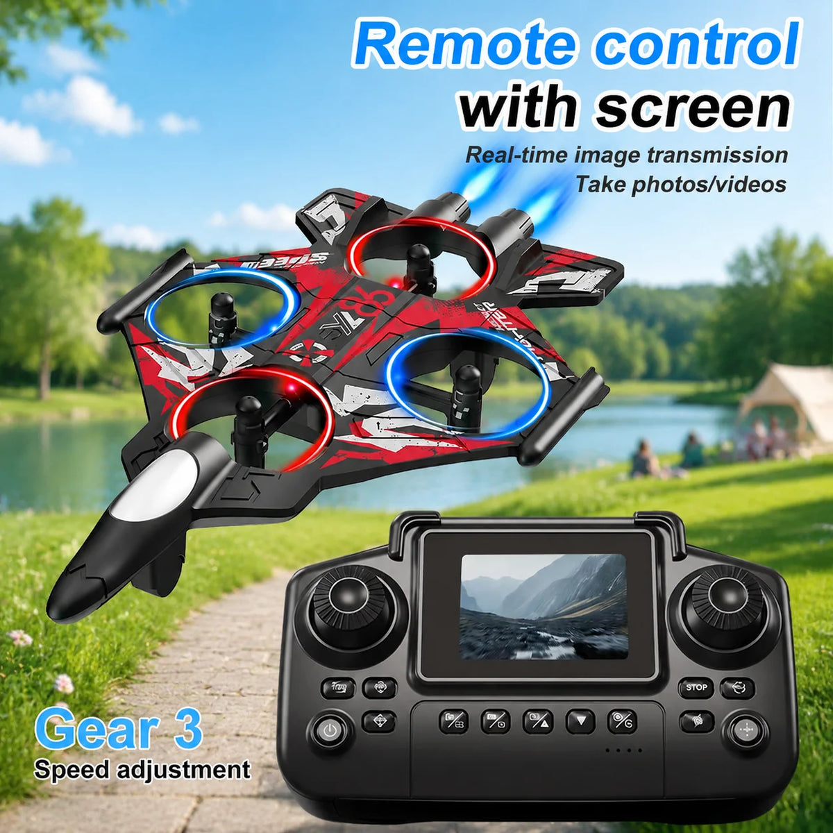 ZNLYRION Fighter RC Drone With Screen Remote And 480P Camera