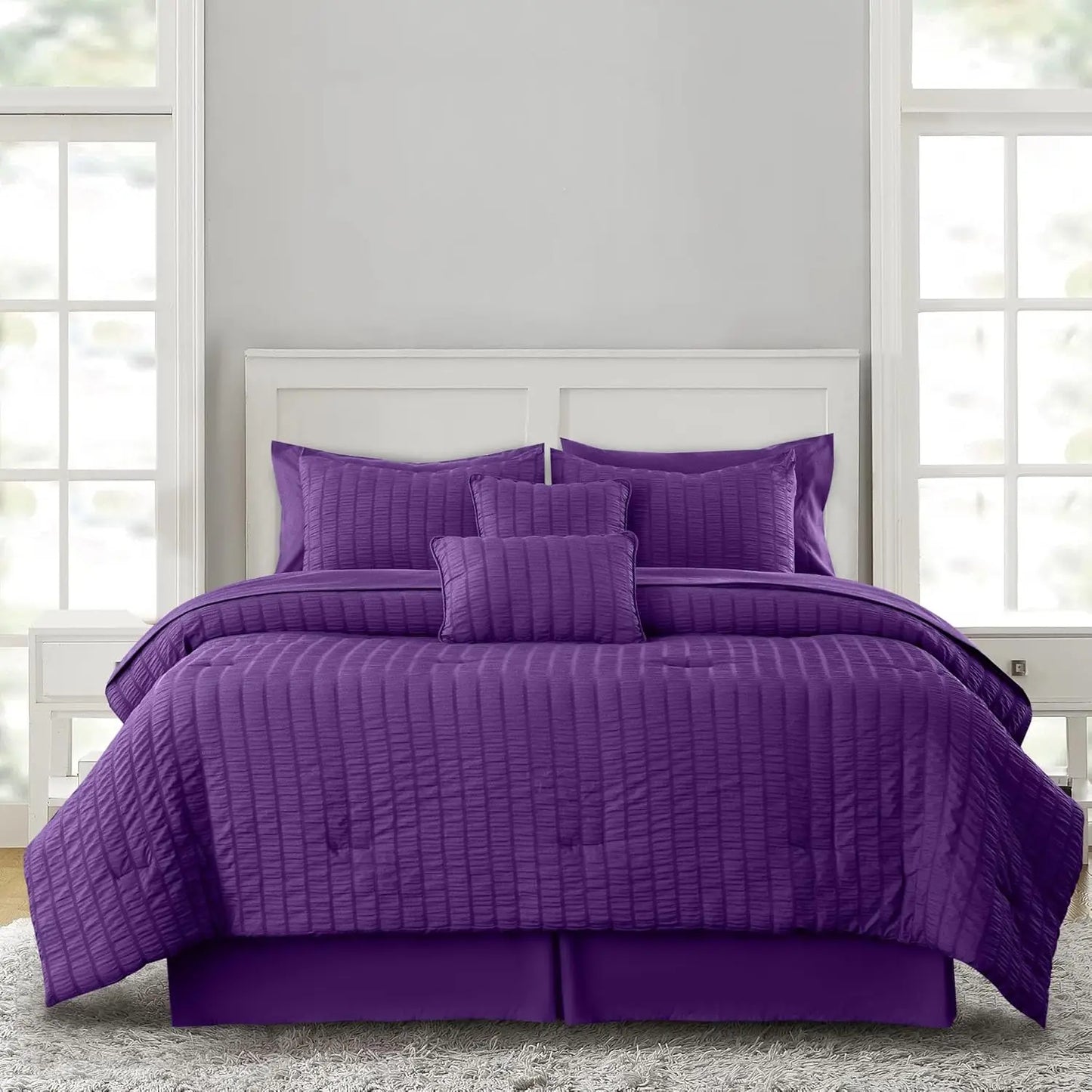 LDC Lux Decor Collection Seersucker Comforter Set Bed In Bag
