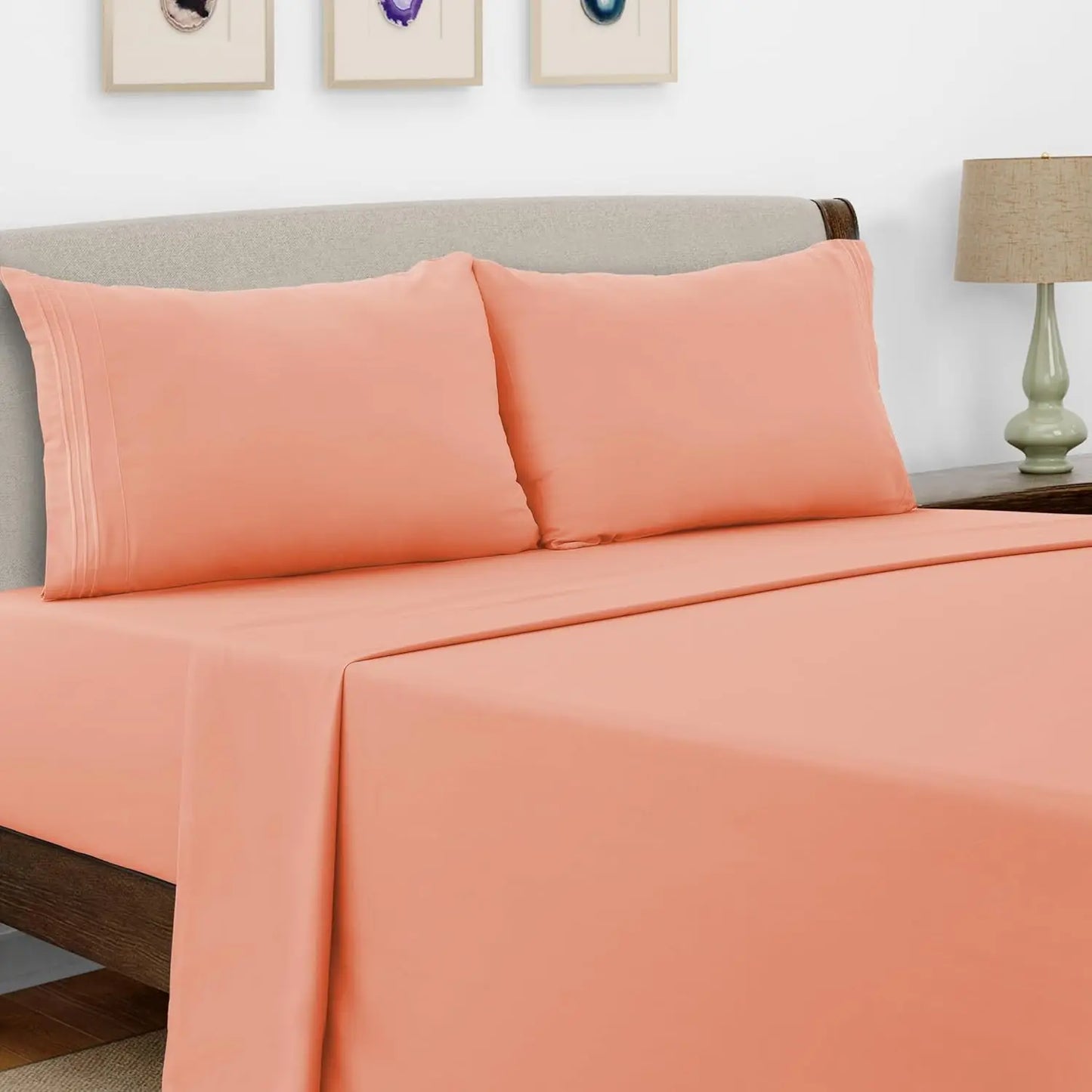 LDC Lux Decor Collection Microfiber Sheet Set 4 Piece Embroidered