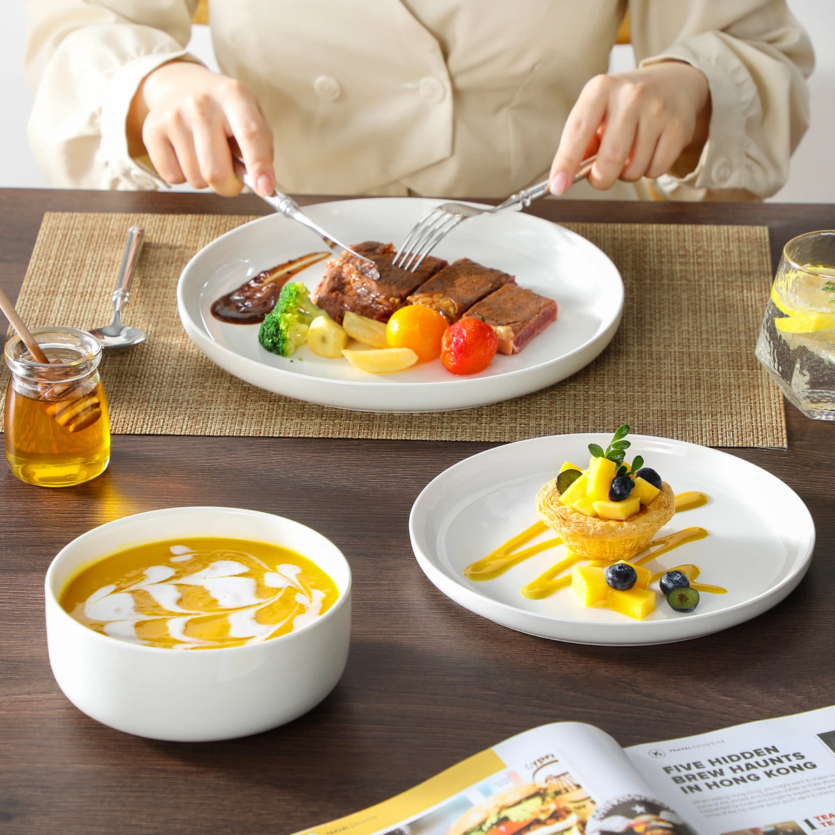 Malacasa Luna Series Ceramic Dinnerware Set With Plates And Bowls