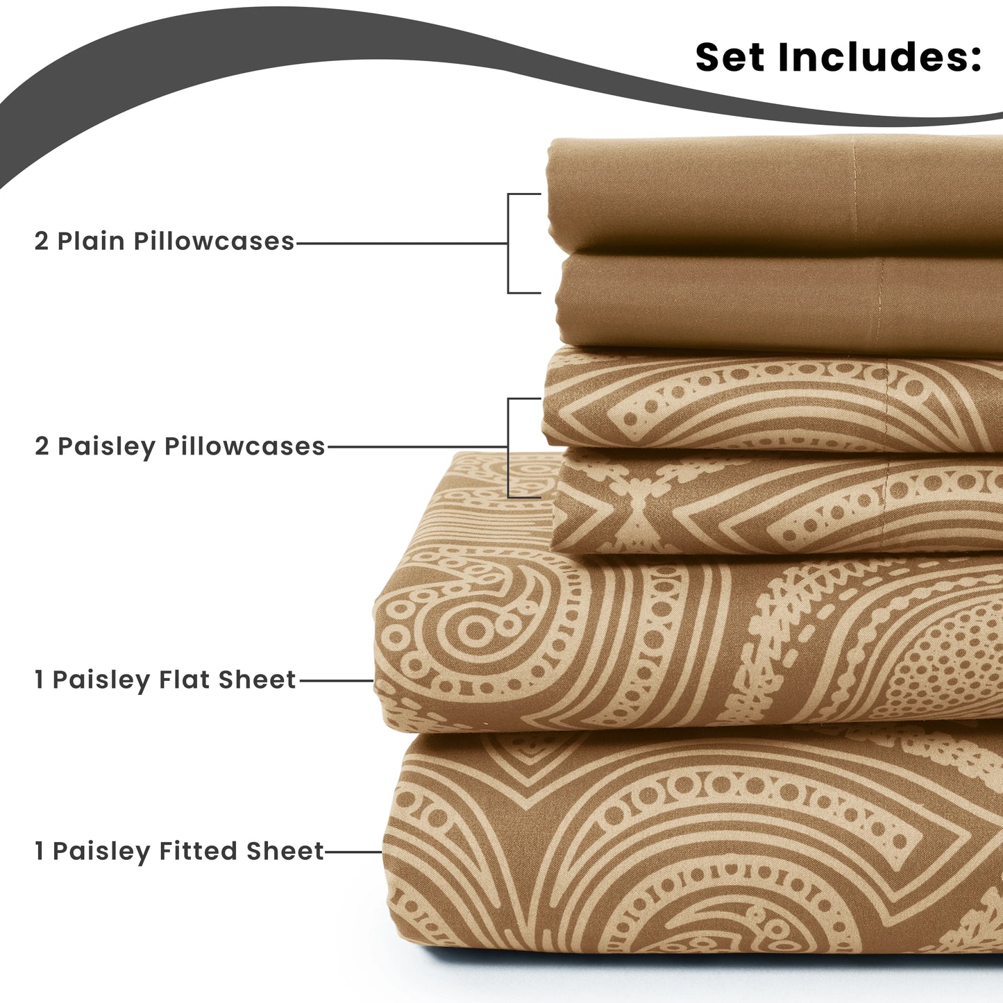 LDC Lux Decor Paisley Microfiber Sheet Set Soft Wrinkle Free