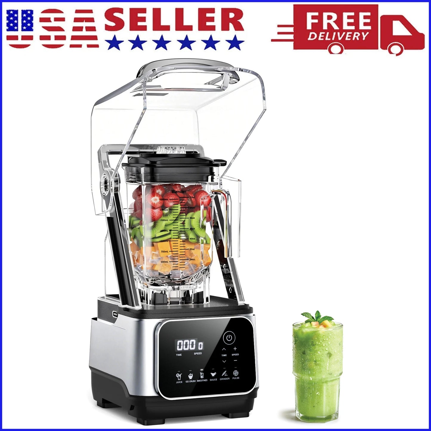 SHICUO 2200W Commercial Blender Six In One Countertop Processor
