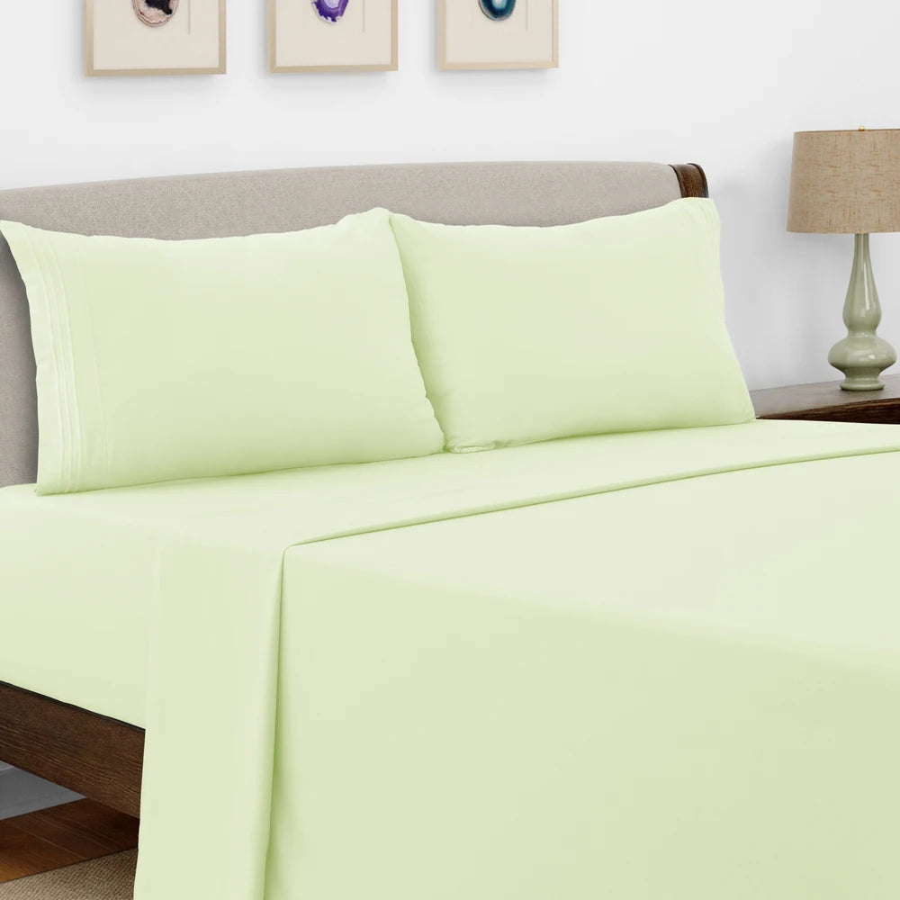 LDC Lux Decor Collection Microfiber Bed Sheet Set Embroidered Pillowcases