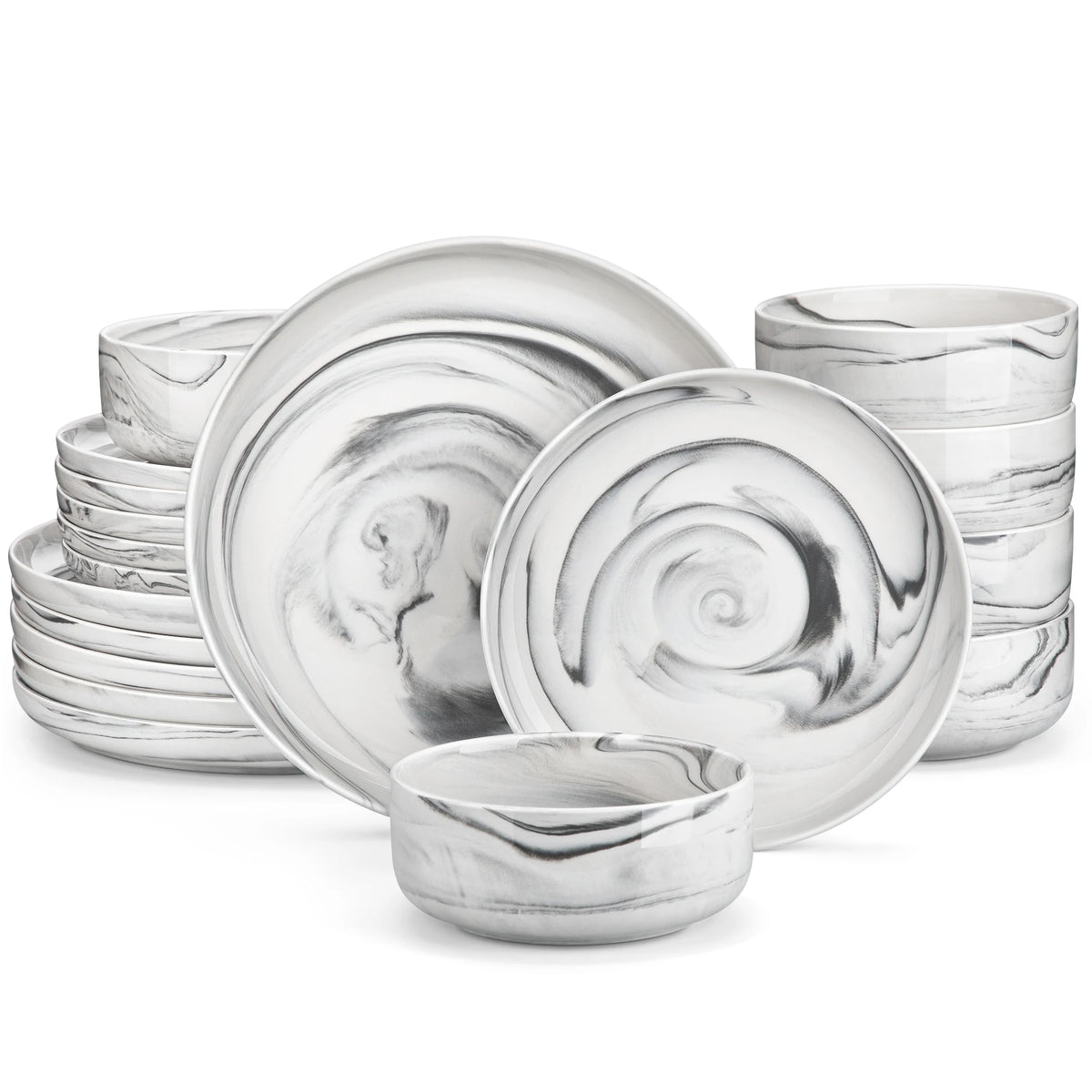 Malacasa Luna Series Ceramic Dinnerware Set With Plates And Bowls